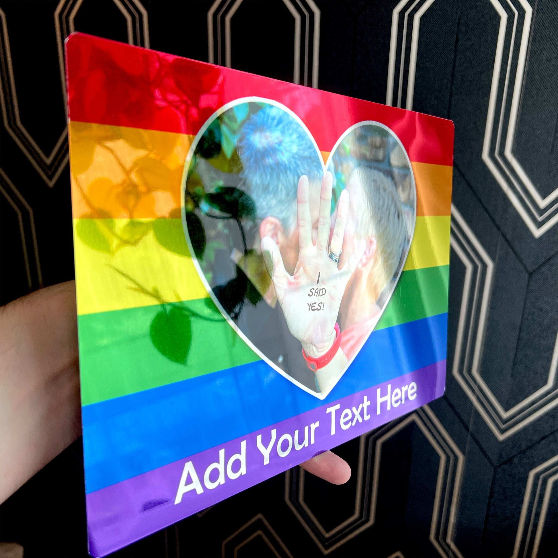 Pride Mirror Metal Rainbow Flag (Photo & Text) Mirror Finish Sign - shopquality4u