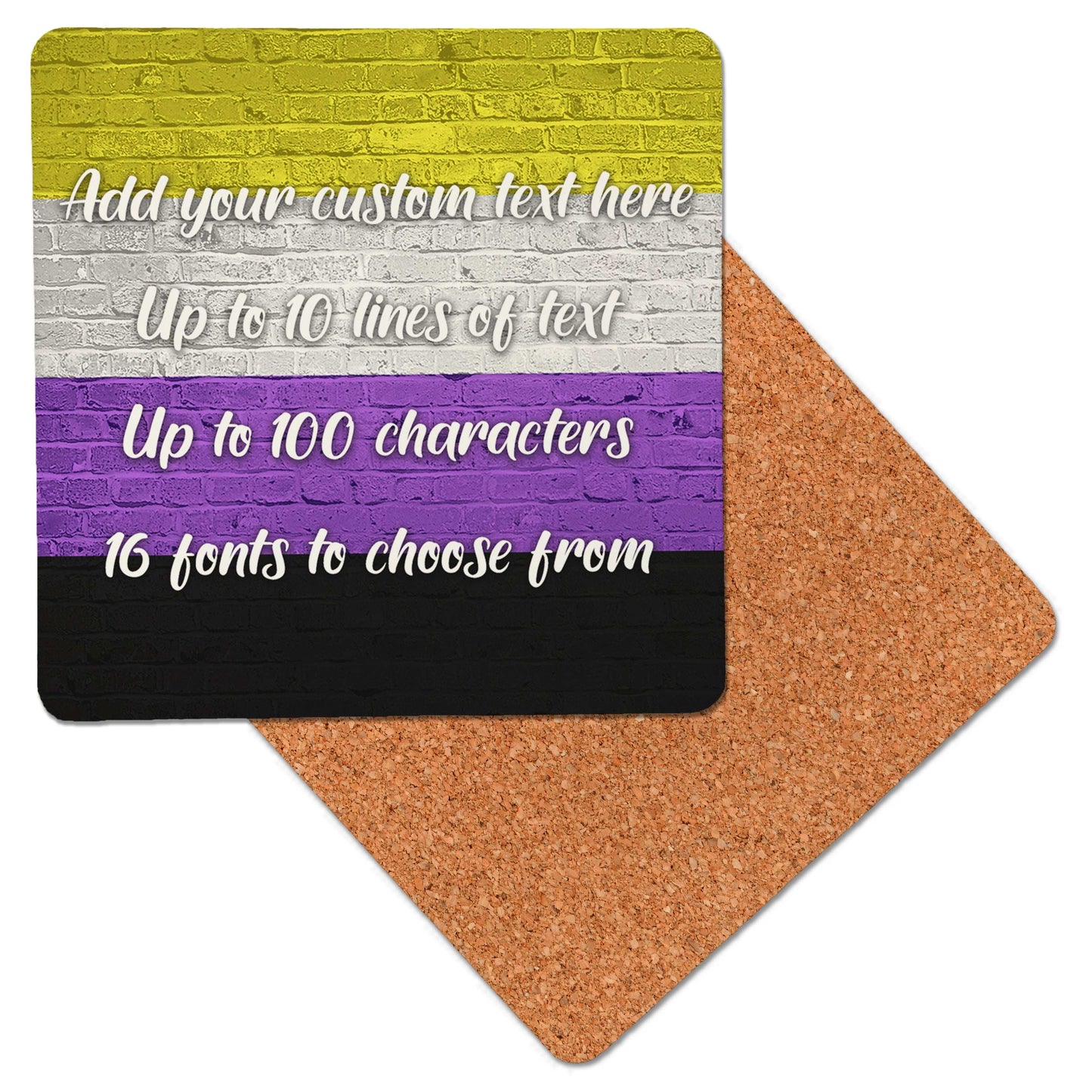 Non-Binary Pride Flag Wooden Coasters - shopquality4u