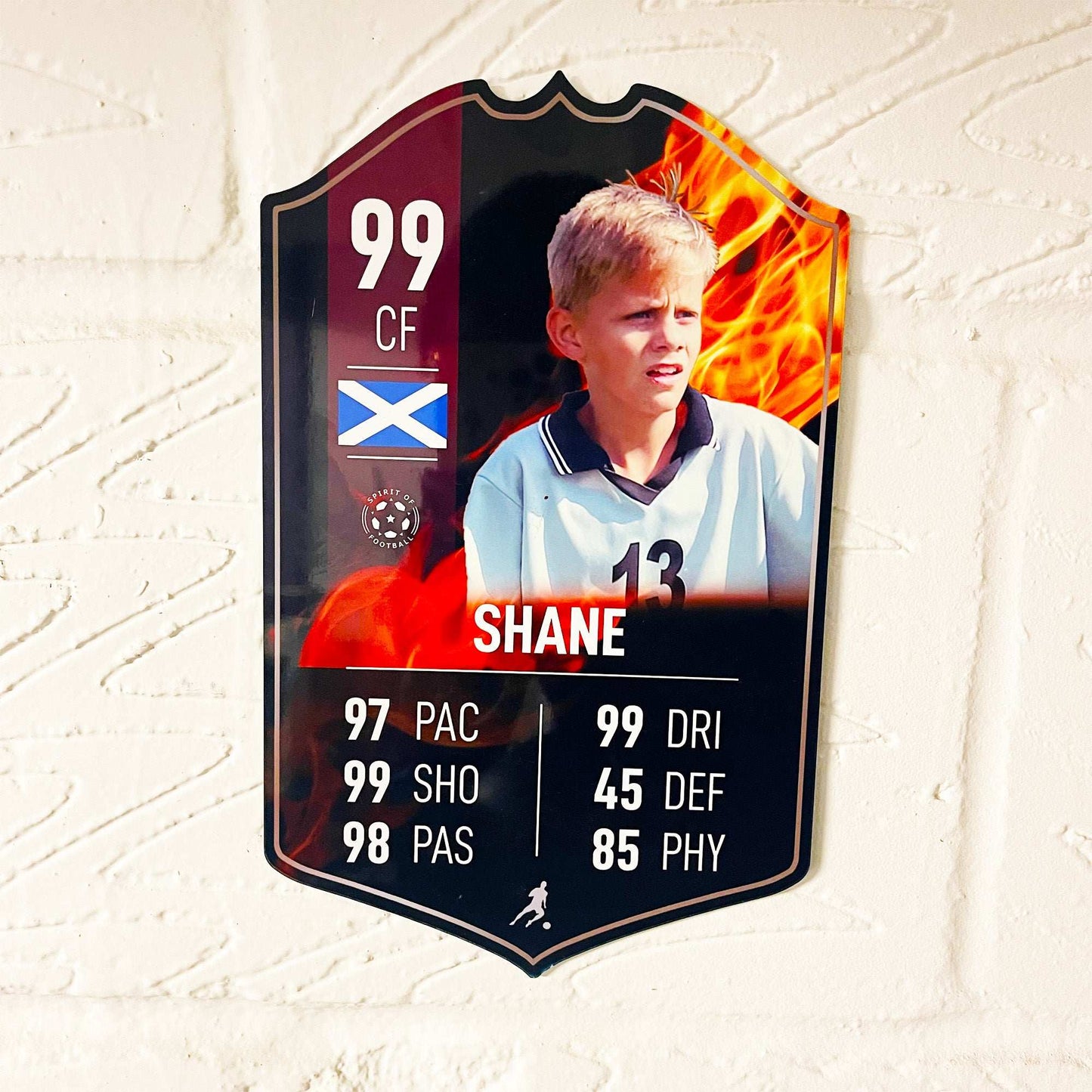 Fire Football Card Player Stats Shield - shopquality4u