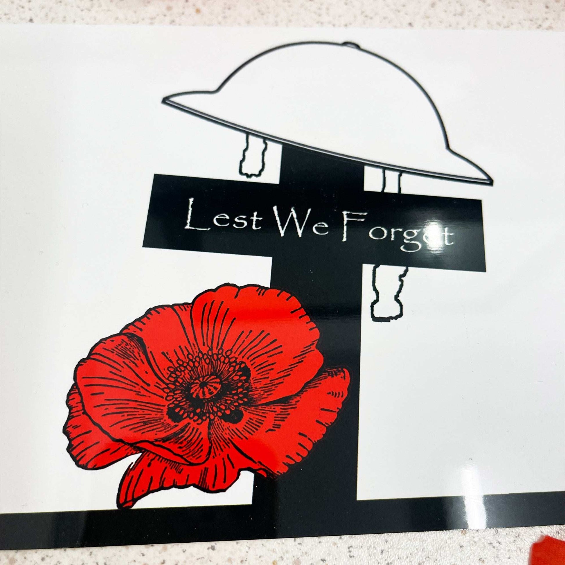 Cross & Helmet Lest we Forget Metal Mirror Sign - shopquality4u