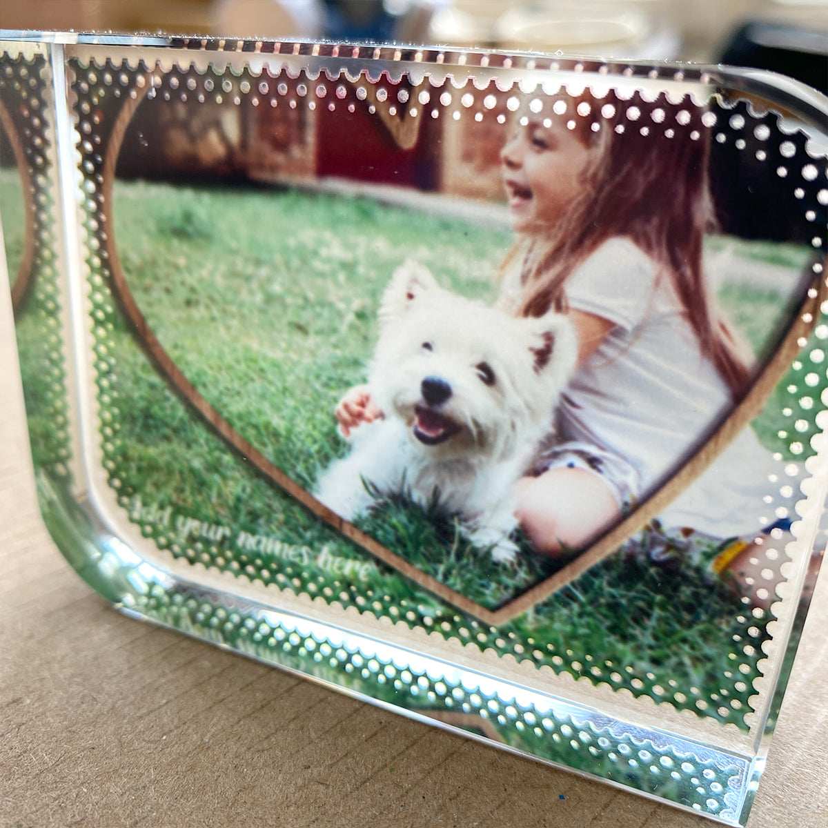 Wooden Heart Frame Crystal Block - shopquality4u
