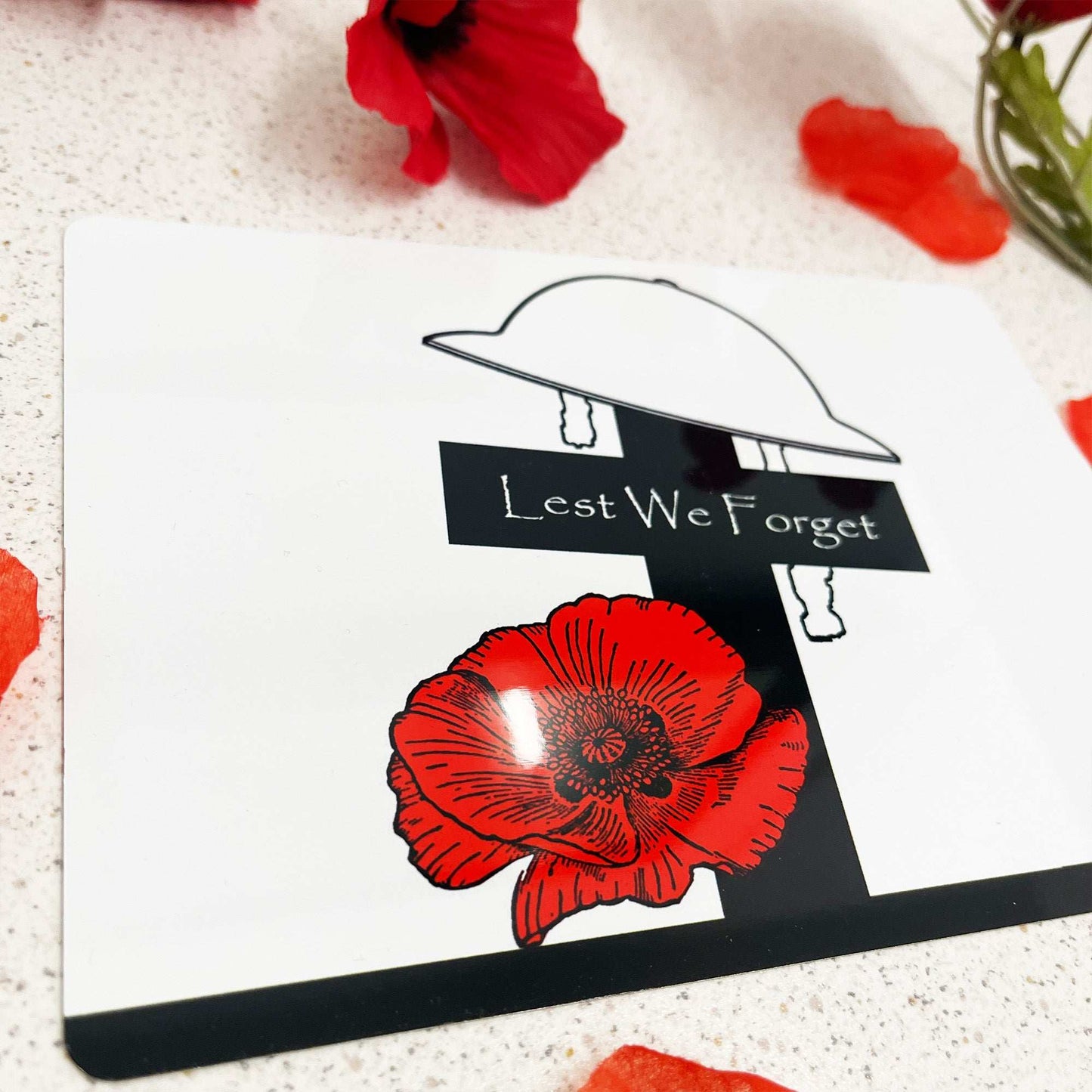 Cross & Helmet Lest we Forget Metal Mirror Sign - shopquality4u