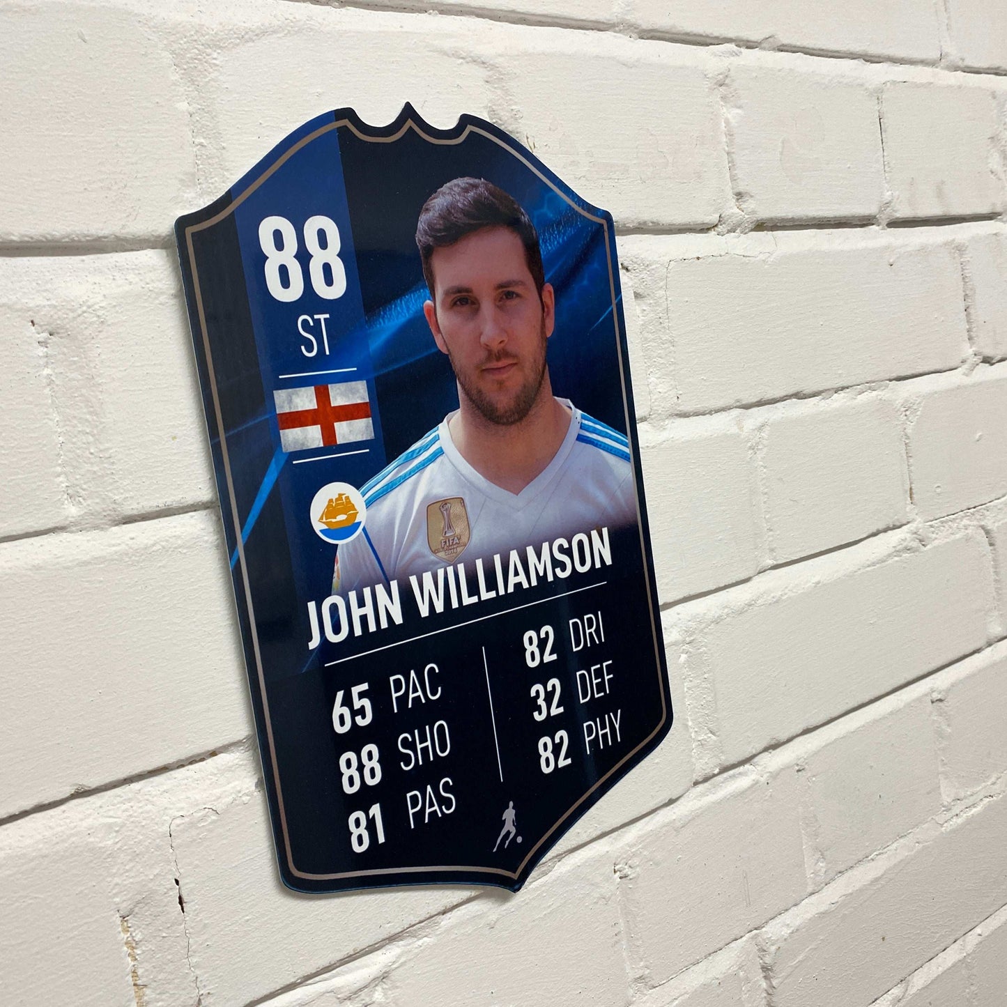 Blue Background Football Stats Shield - shopquality4u
