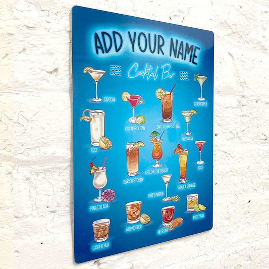 Cocktail Bar Menu Metal Sign - shopquality4u