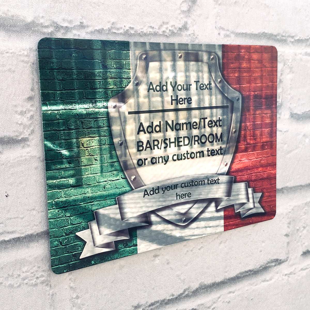 Italian Flag Mirror Finish Sign - shopquality4u