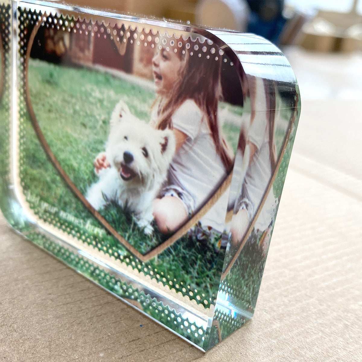 Wooden Heart Frame Crystal Block - shopquality4u