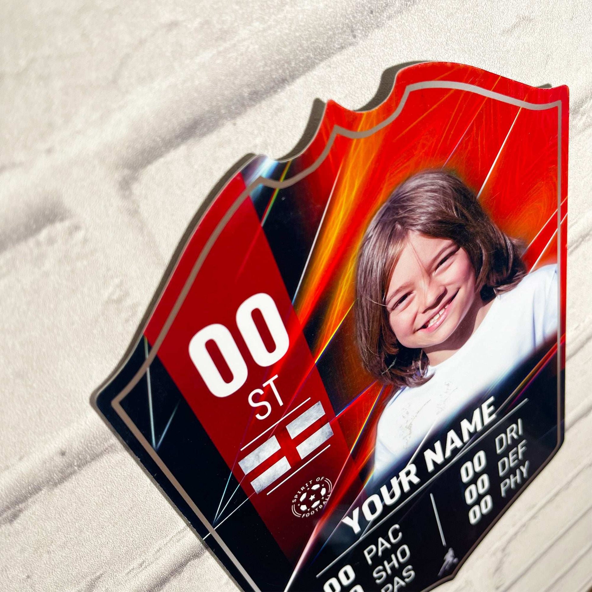 Red Football Card Player Stats Shield - shopquality4u
