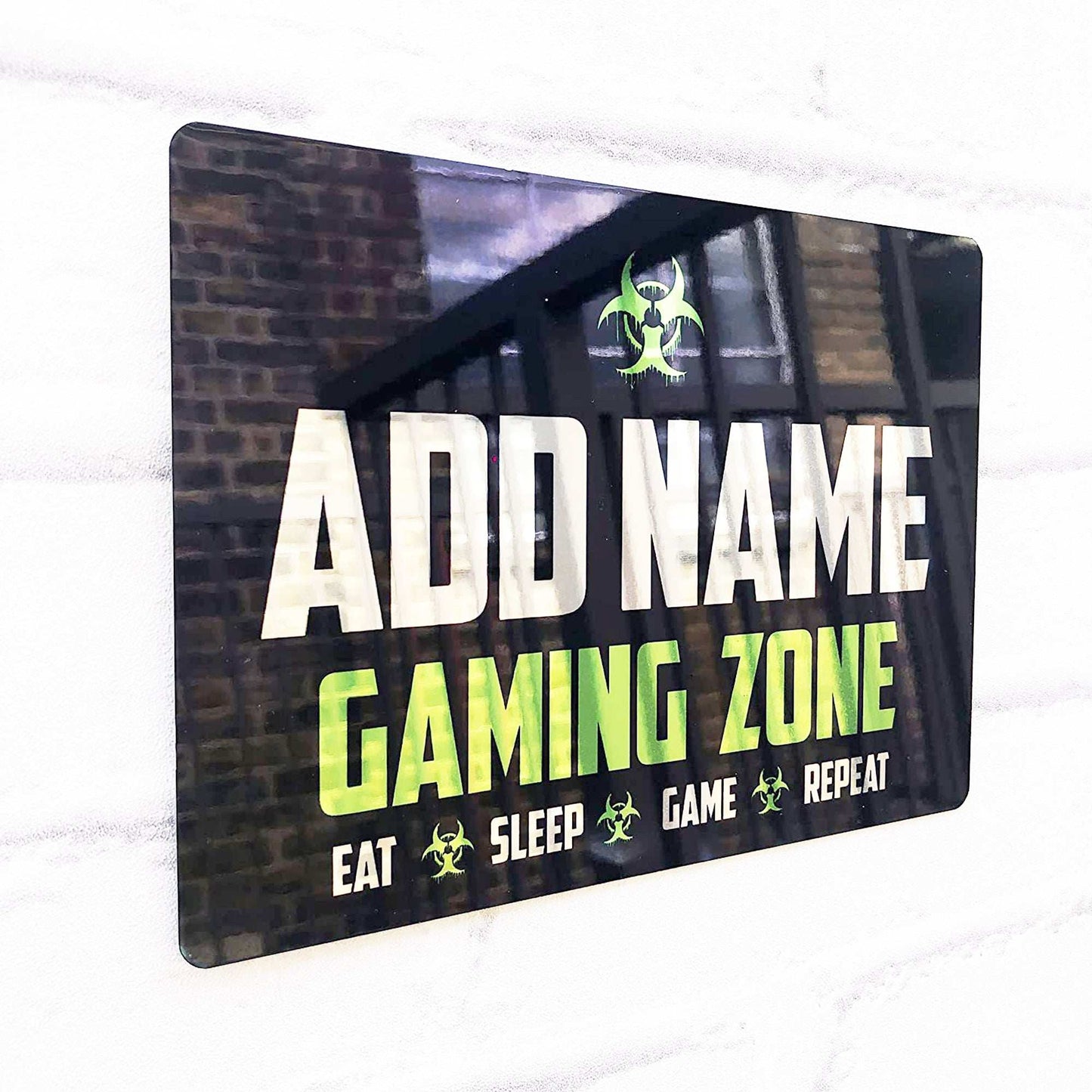 Personalised Metal Mirror Gamer Sign - Gaming Zone Caution - shopquality4u