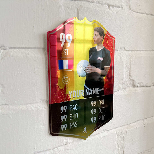 Yellow Strip Mirror Football Card Player Stats Shield - shopquality4u