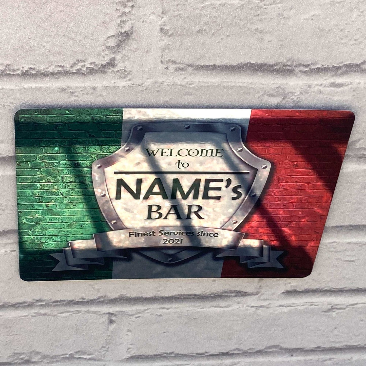 Italian Flag Mirror Finish Sign - shopquality4u