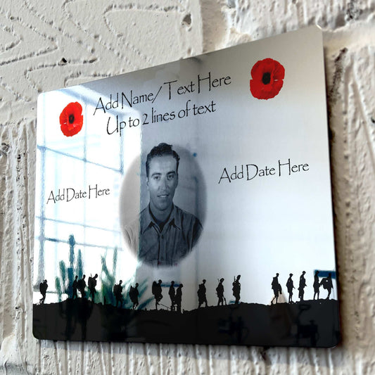 Custom Picture and Text - Lest We Forget Mirror Metal Sign - shopquality4u