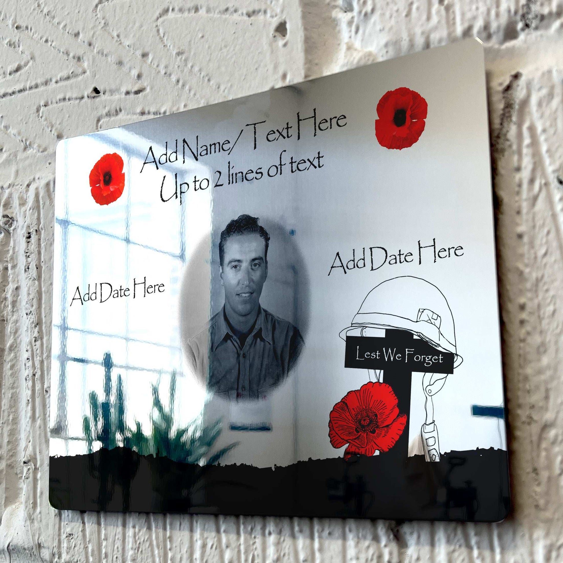 Custom Picture and Text - Lest We Forget Mirror Metal Sign - shopquality4u