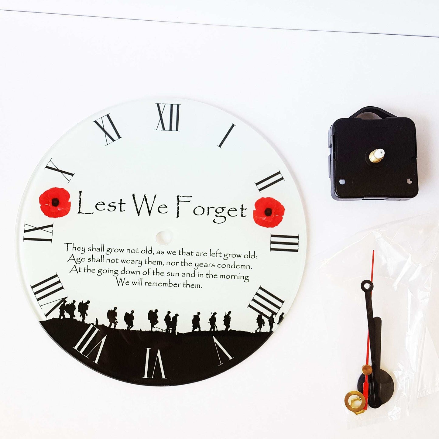Round Wall Clock - Military Poppy Themed - shopquality4u