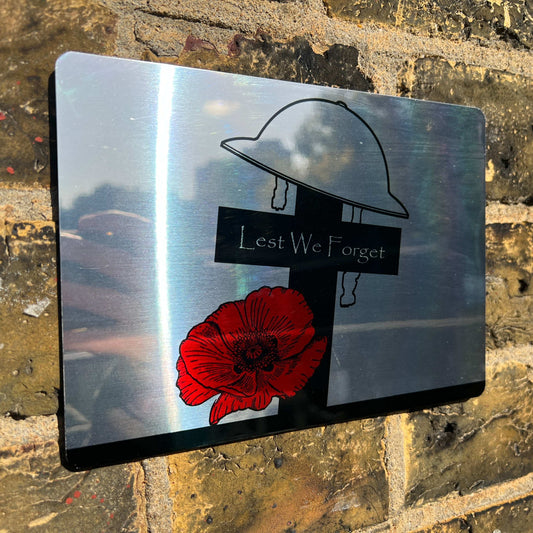 Cross & Helmet Lest we Forget Metal Mirror Sign - shopquality4u