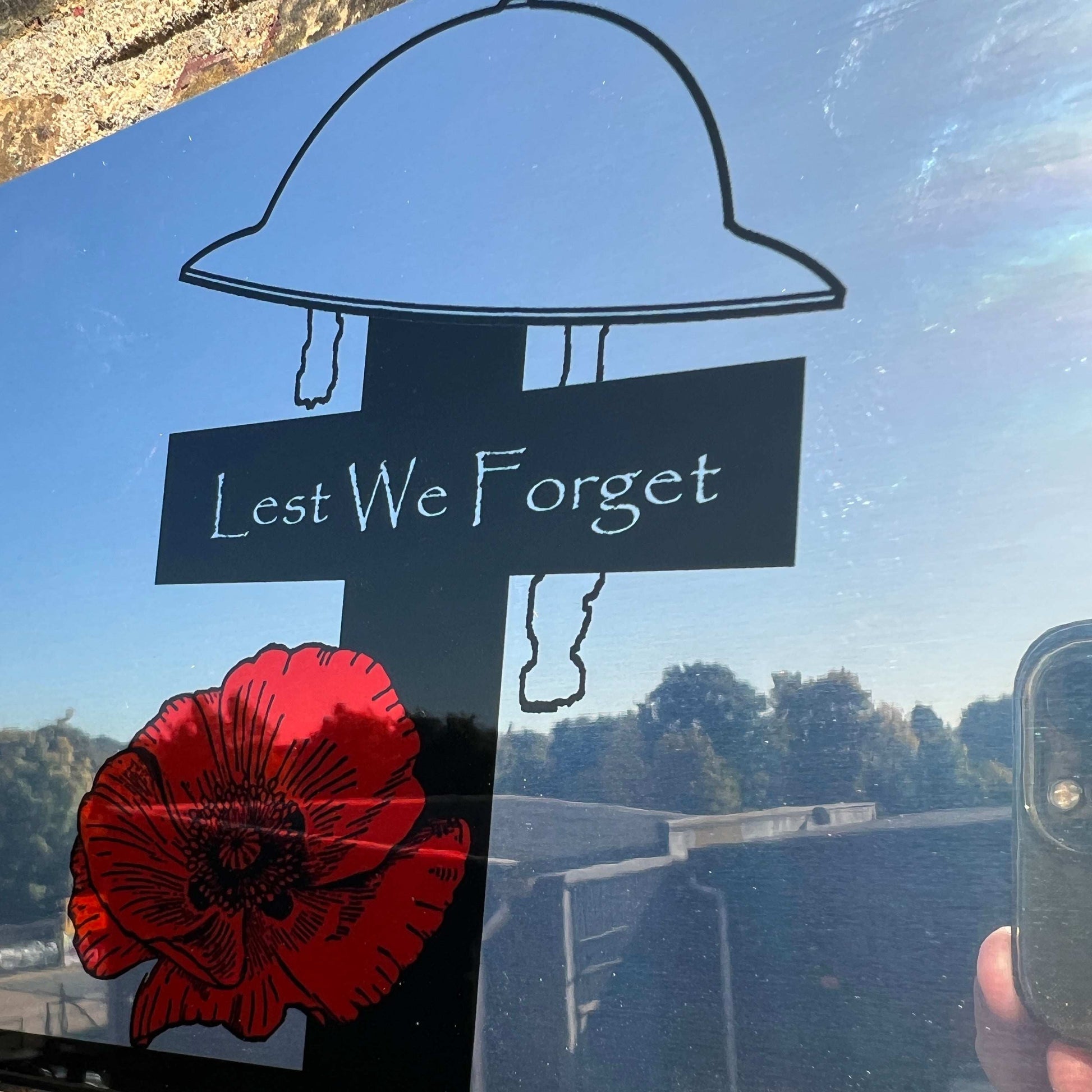 Cross & Helmet Lest we Forget Metal Mirror Sign - shopquality4u