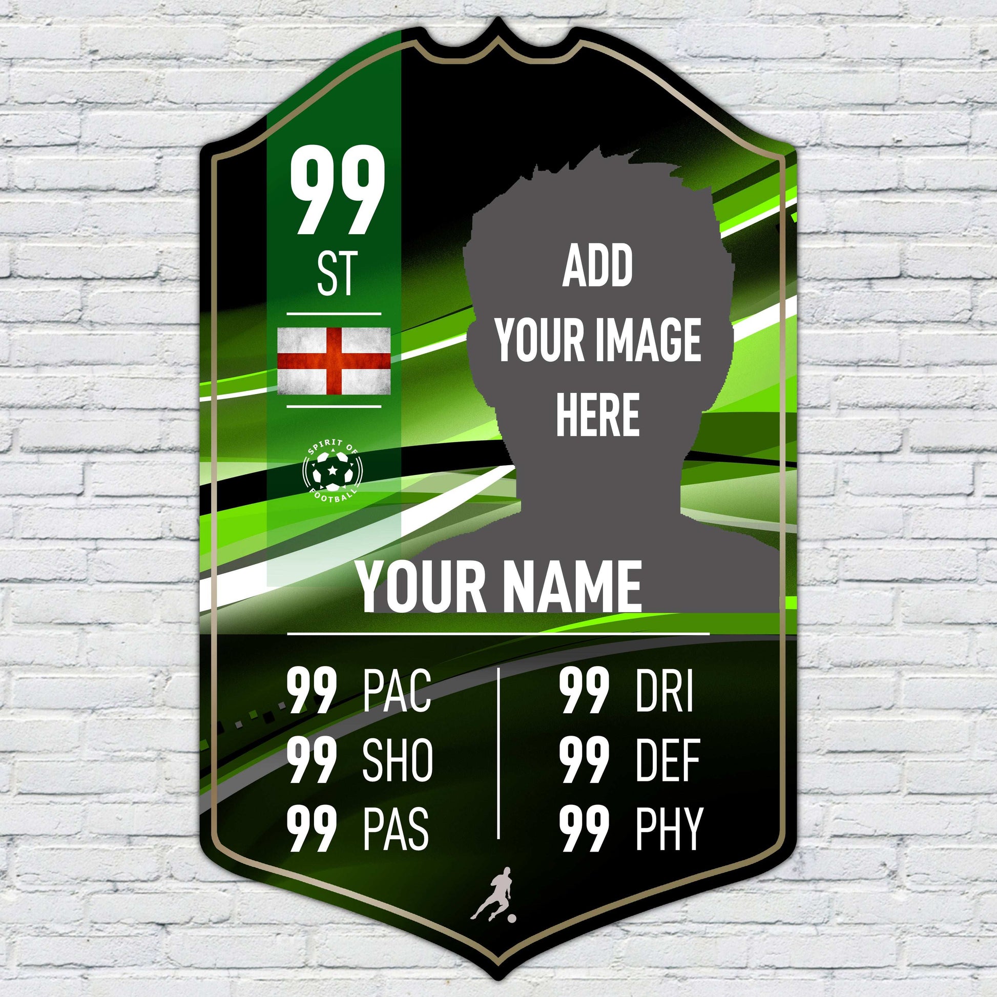 Green Football Card Player Stats Shield - shopquality4u