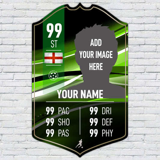 Green Football Card Player Stats Shield - shopquality4u