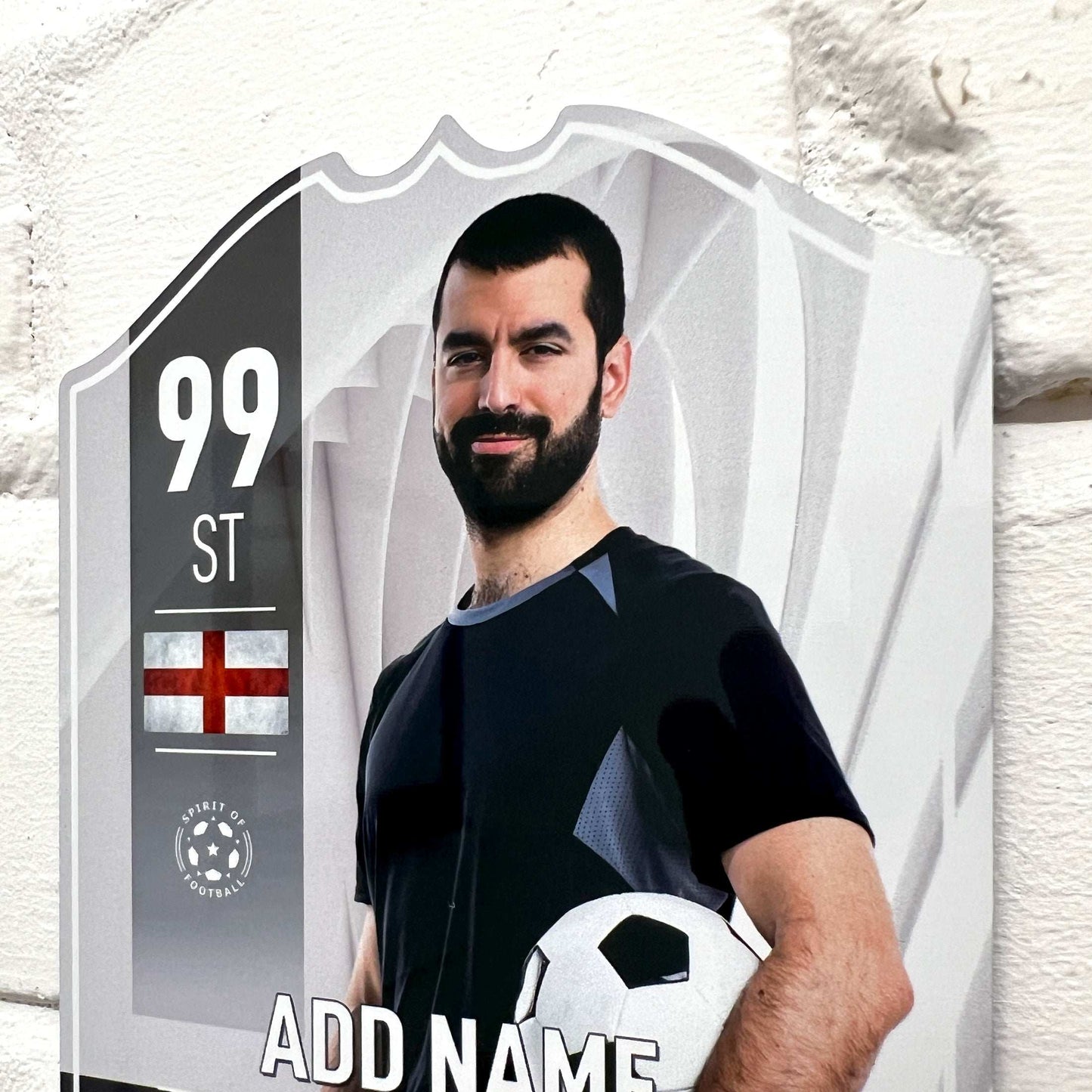 White Football Card Player Stats Shield - shopquality4u