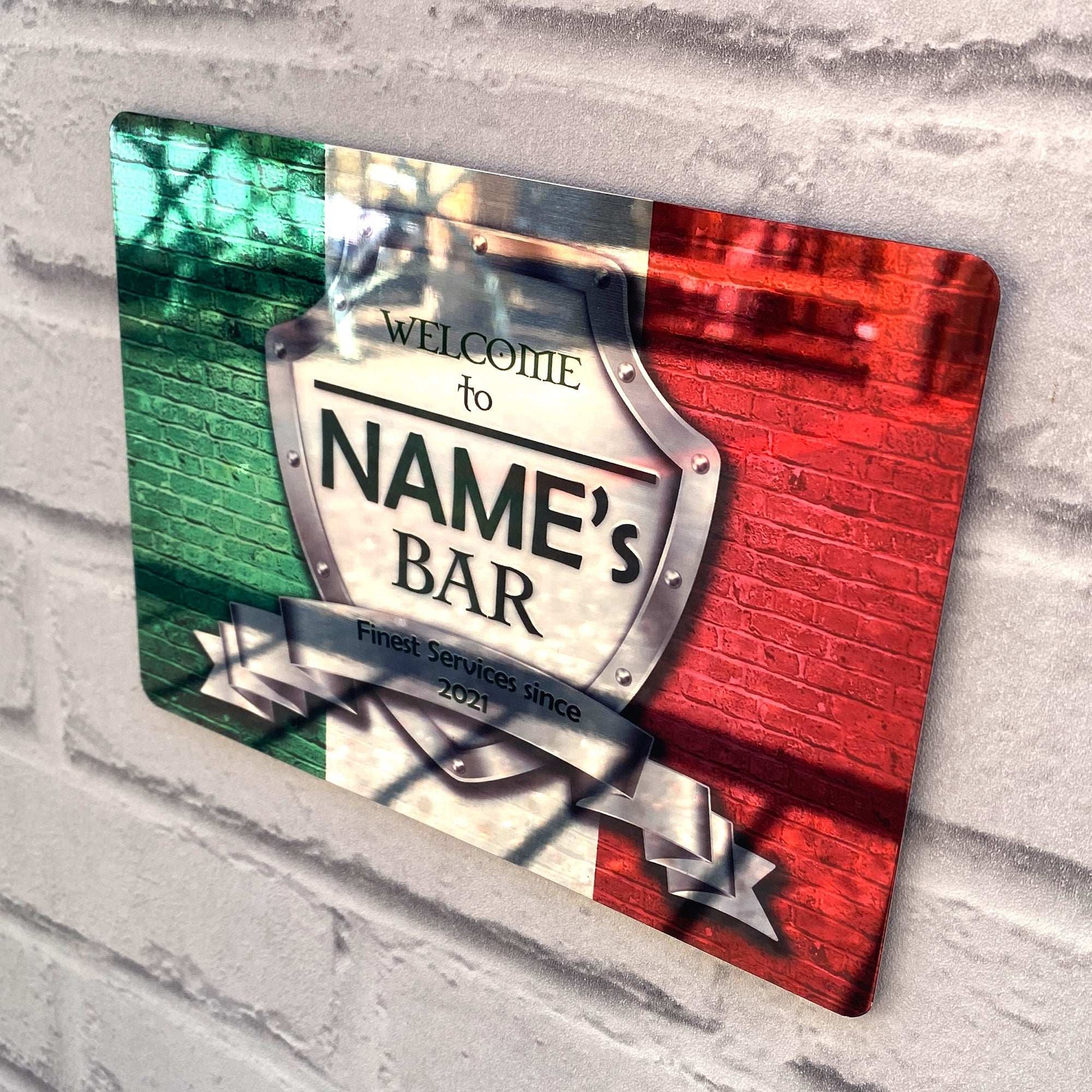 Italian Flag Mirror Finish Sign - shopquality4u