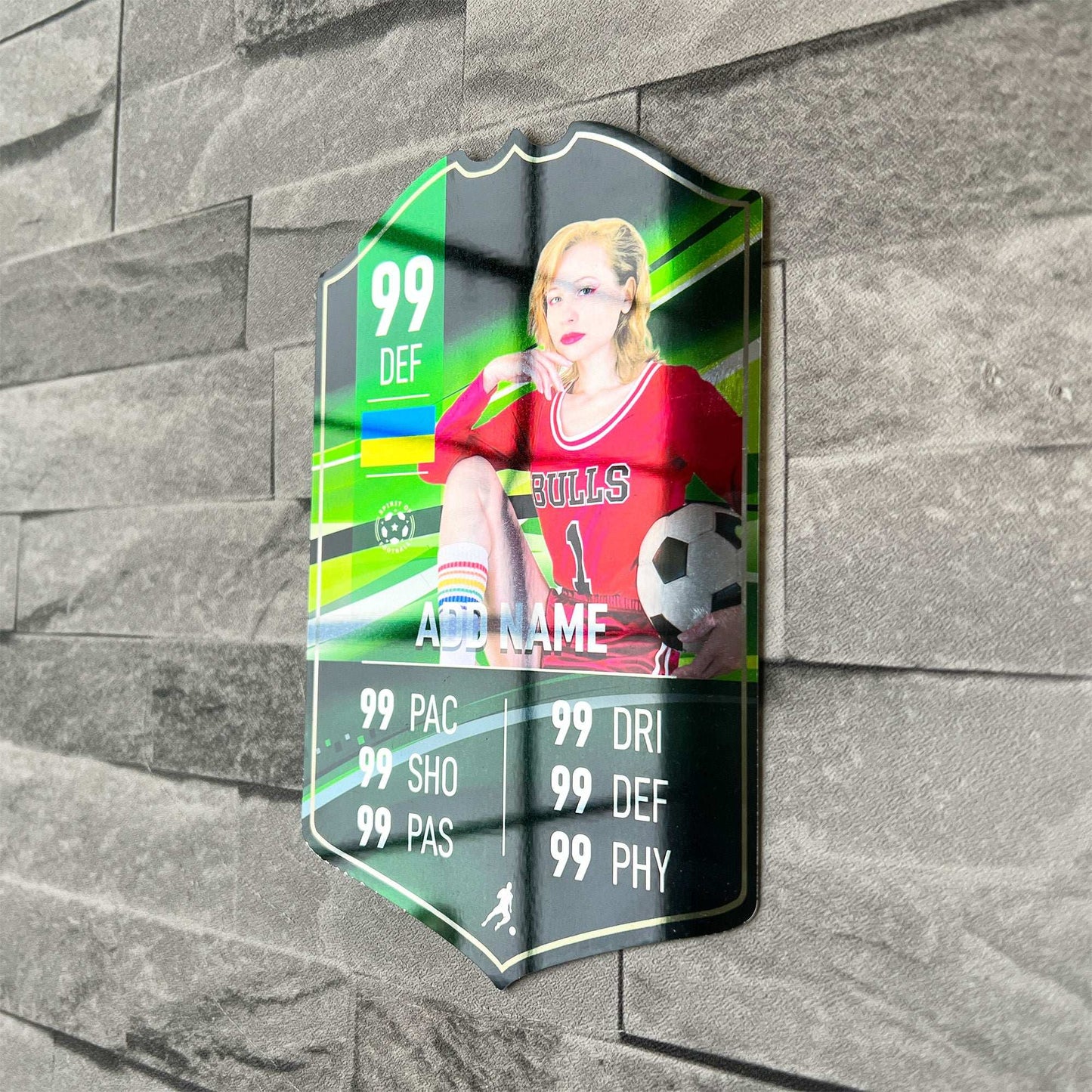 Green Football Card Player Stats Shield - shopquality4u
