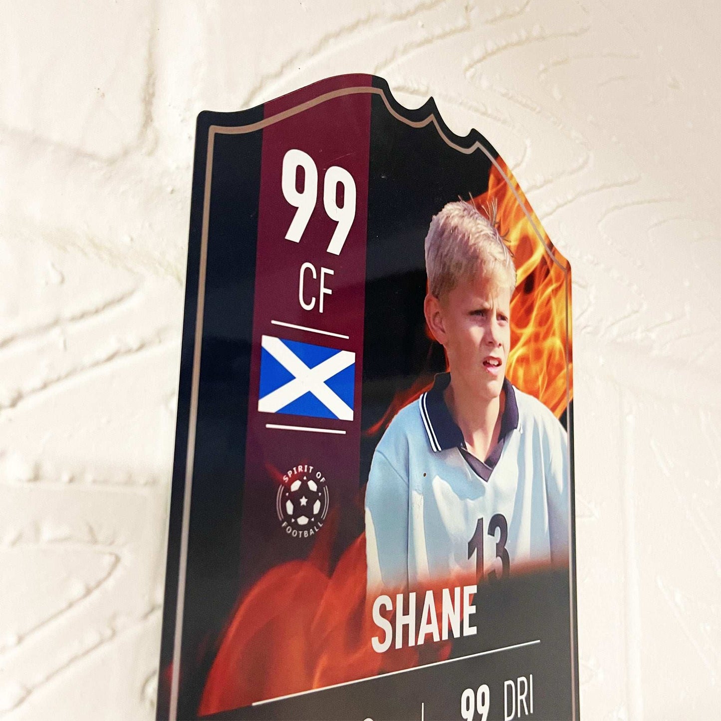 Fire Football Card Player Stats Shield - shopquality4u