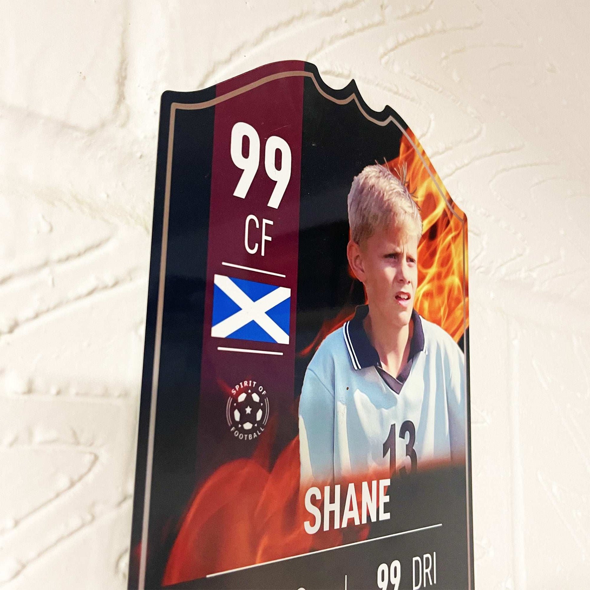 Fire Football Card Player Stats Shield - shopquality4u