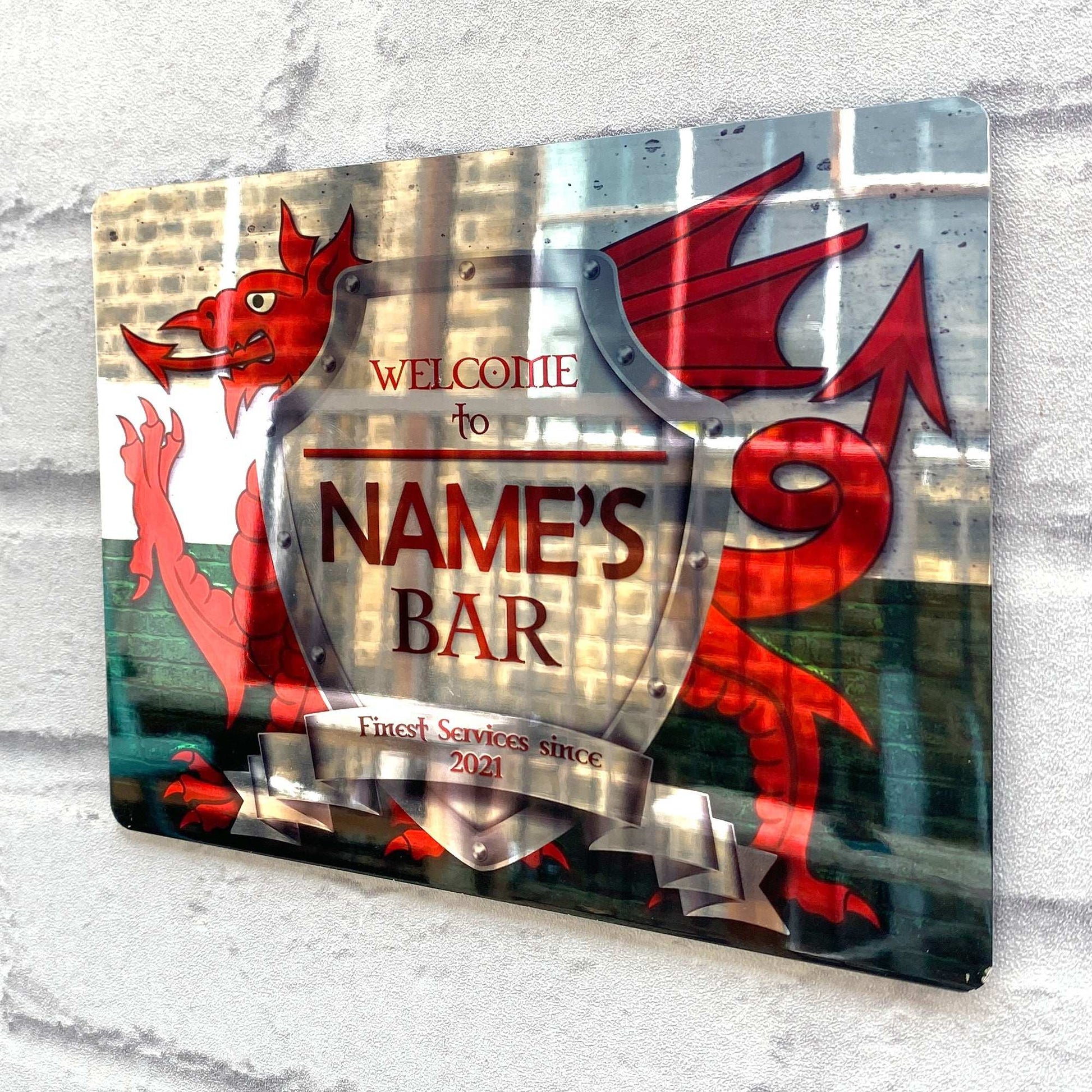 Welsh Flag Mirror Finish Sign - shopquality4u