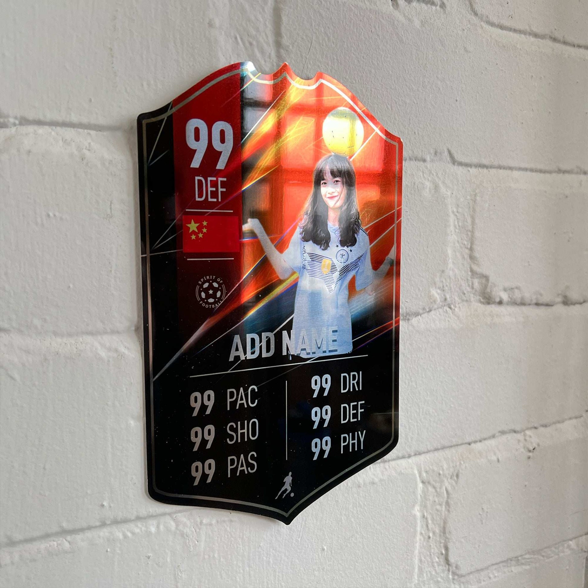 Red Mirror Football Card Player Stats Shield - shopquality4u