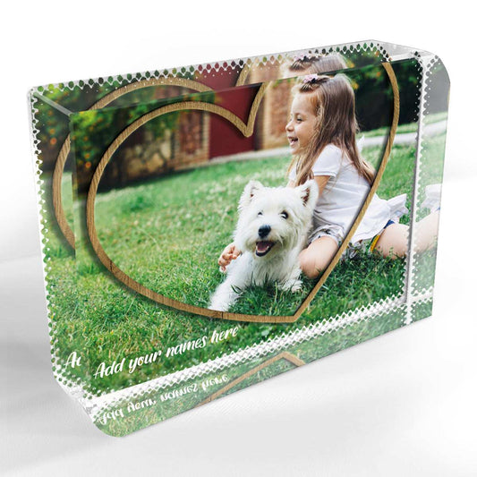 Wooden Heart Frame Crystal Block - shopquality4u
