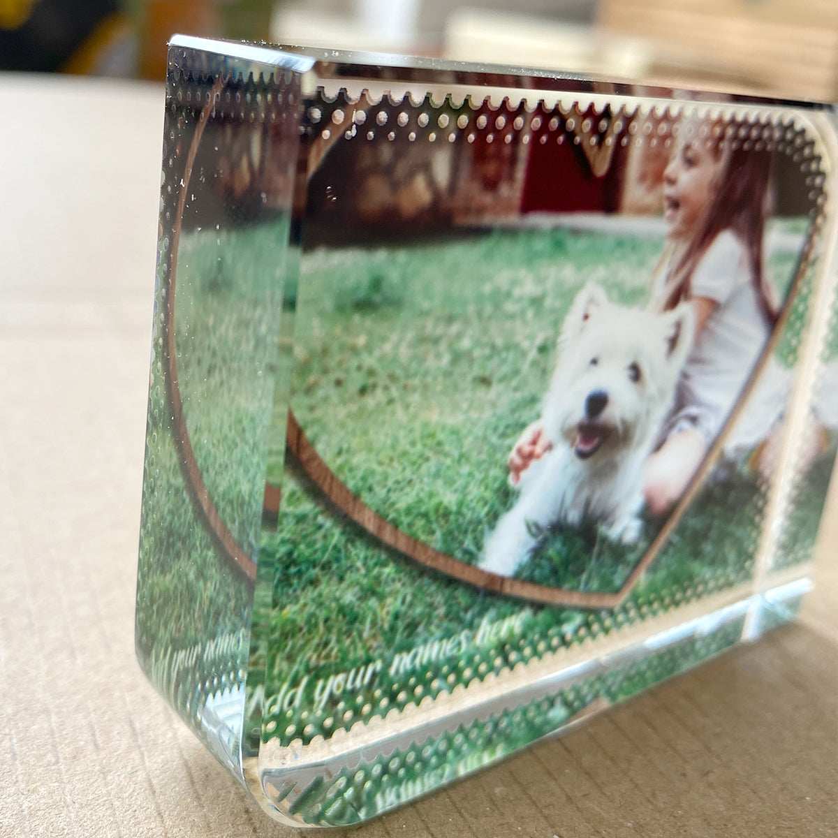 Wooden Heart Frame Crystal Block - shopquality4u