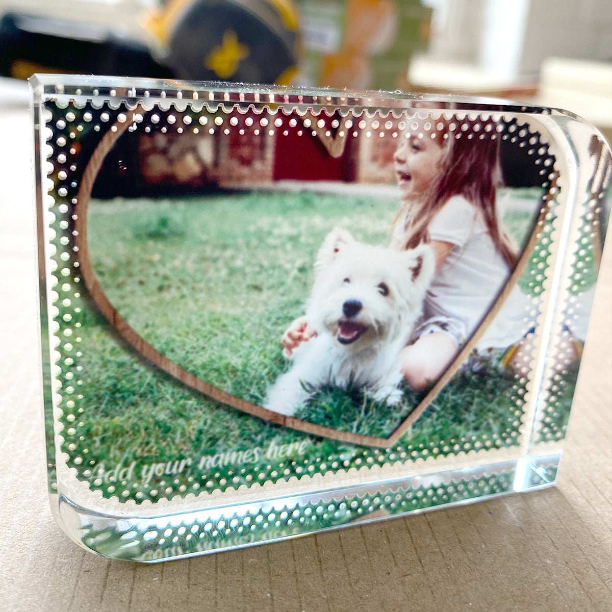 Wooden Heart Frame Crystal Block - shopquality4u